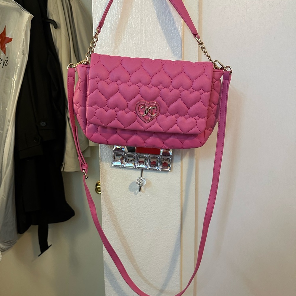 Juicy Couture Pink Heart Quilted Shoulder Bag